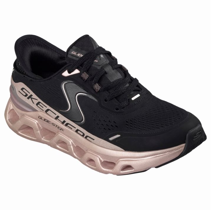 SKECHERS スケッチャーズ スリップインズ レディース スニーカー グライドステップ アルタス - ストレート シャイン 150514 BKRG ブラック/ローズゴールド