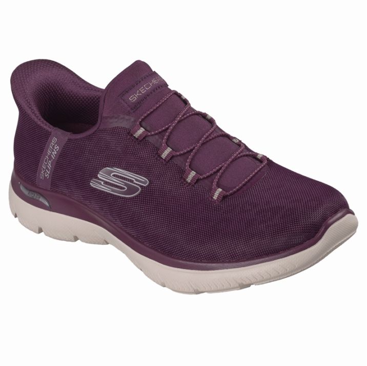 SKECHERS スケッチャーズ スリップインズ レディース スニーカー 150750W PLUM アーチフィット サミッツ - ラックス レオパード プラム ワイド(4E相当)