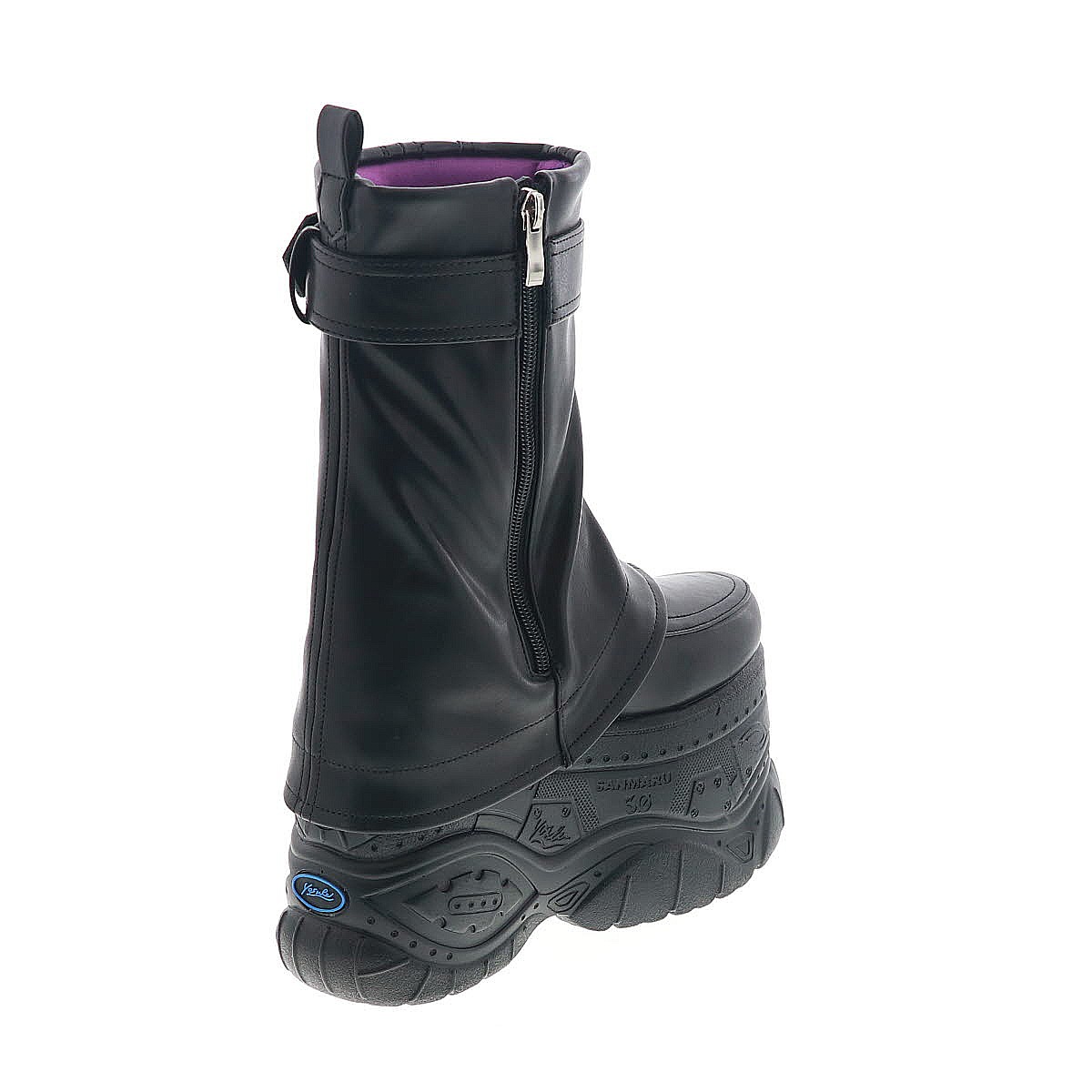 YOSUKE U.S.A ヨースケ 2605015 レディース 厚底 スニーカー ブーツ トレンド カバーブーツ ベルト ジップ付き ブラック 11cmヒール 3E幅