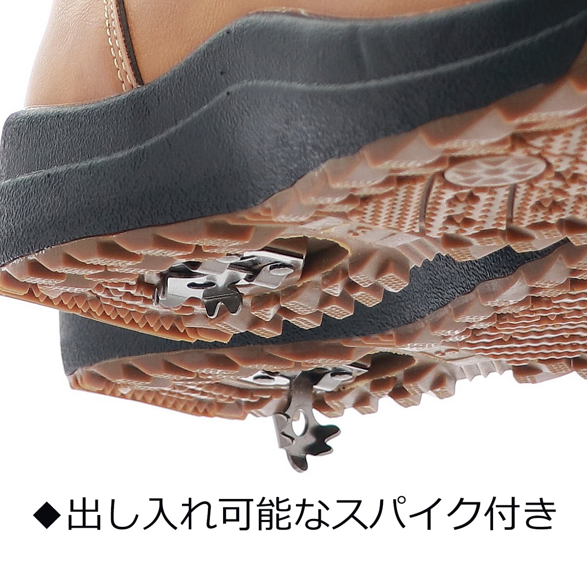 moz モズ レディースブーツ スノーシューズ 防滑 スパイク 冬 雪道 防水ブーツ ジップ付き mz-25007 キャメル S M L LL