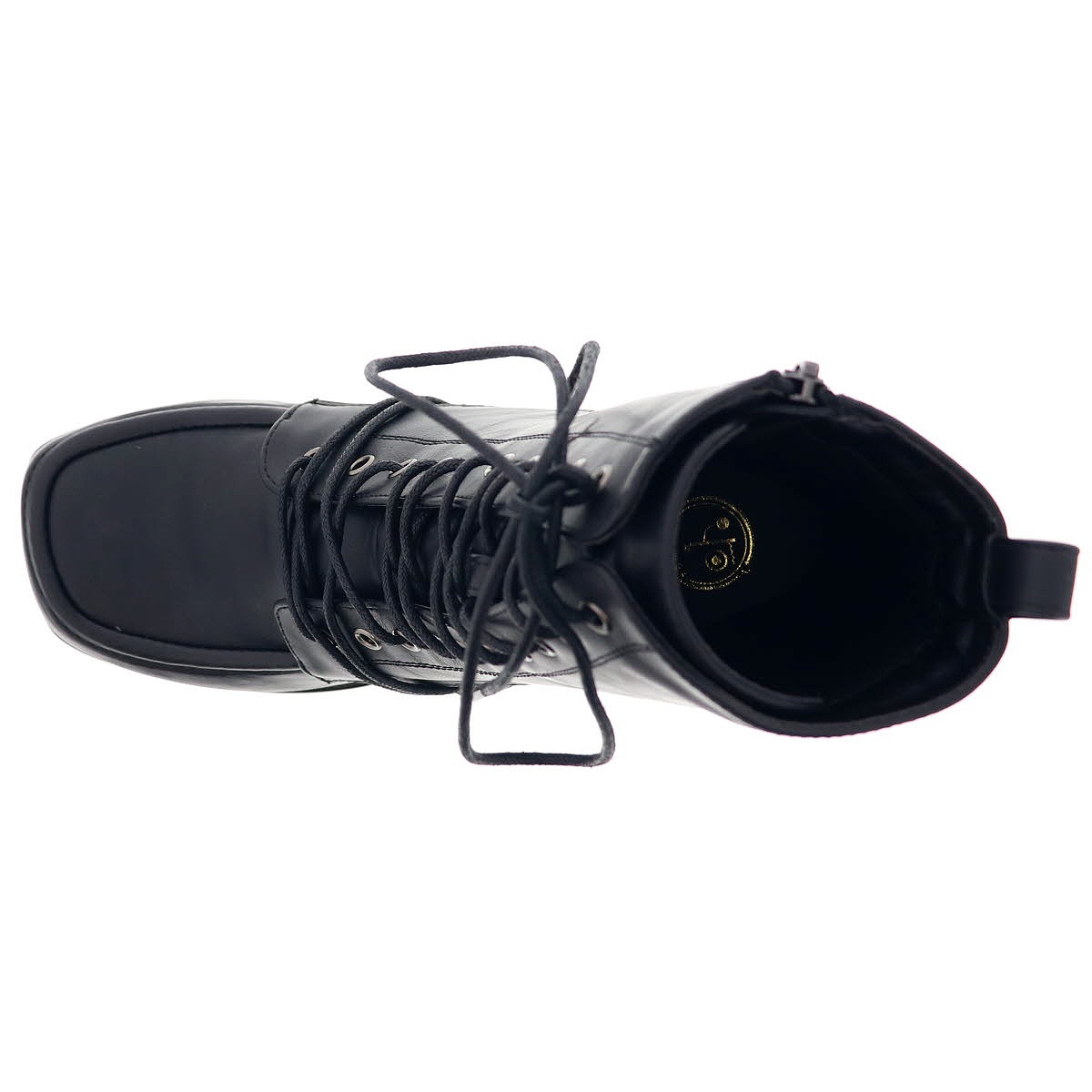 YOSUKE U.S.A ヨースケ 2820059 レディース 厚底 レースアップ ブーツ チャンキーヒール ジップ付き BL ブラック 10cmヒール 3E幅