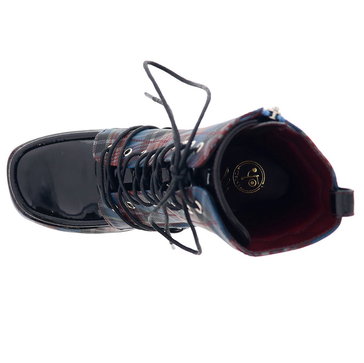 YOSUKE U.S.A ヨースケ 2820059 レディース 厚底 レースアップ ブーツ チャンキーヒール ジップ付き NV/C ネイビーコンビ 10cmヒール 3E幅