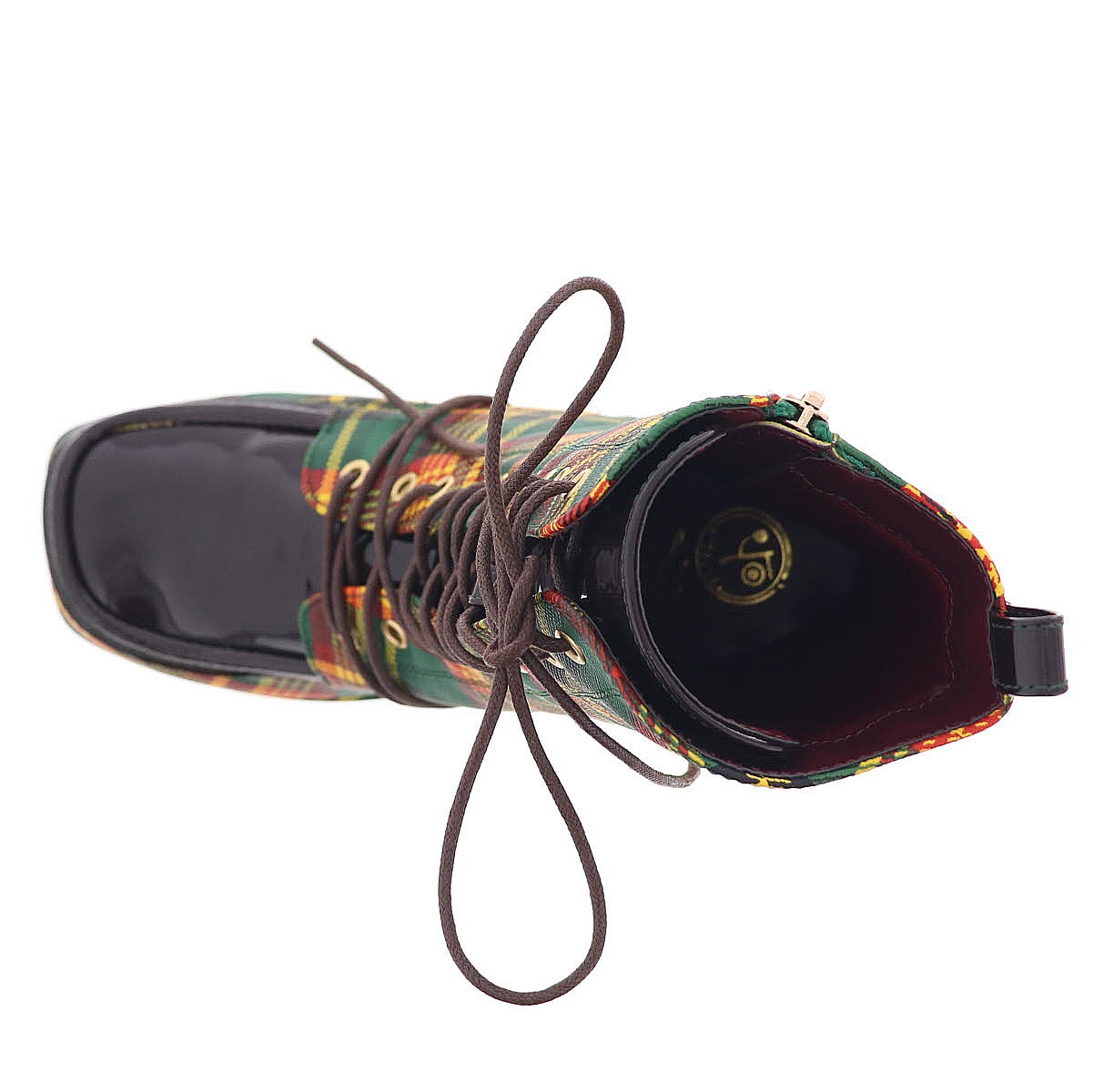 YOSUKE U.S.A ヨースケ 2820059 レディース 厚底 レースアップ ブーツ チャンキーヒール ジップ付き GR/C グリーンコンビ 10cmヒール 3E幅