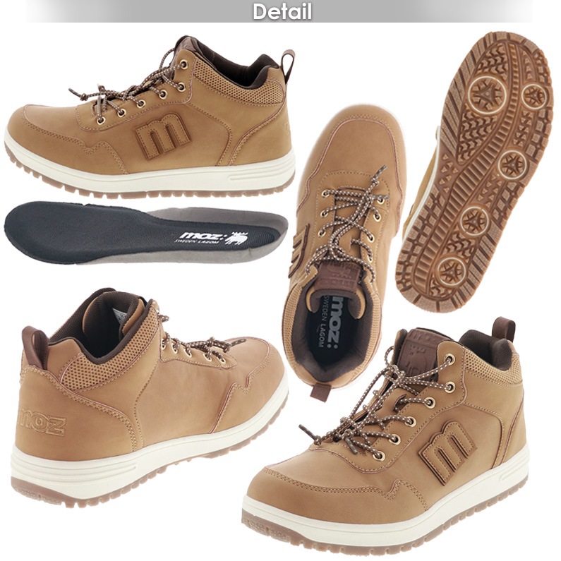 モズ 靴 MOZ 5675 メンズ スニーカー ブーツ ミッドカット 防水シューズ スノーシューズ 滑りにくい 防滑ソール 履きやすい ゴム紐 キャメル / ブラック