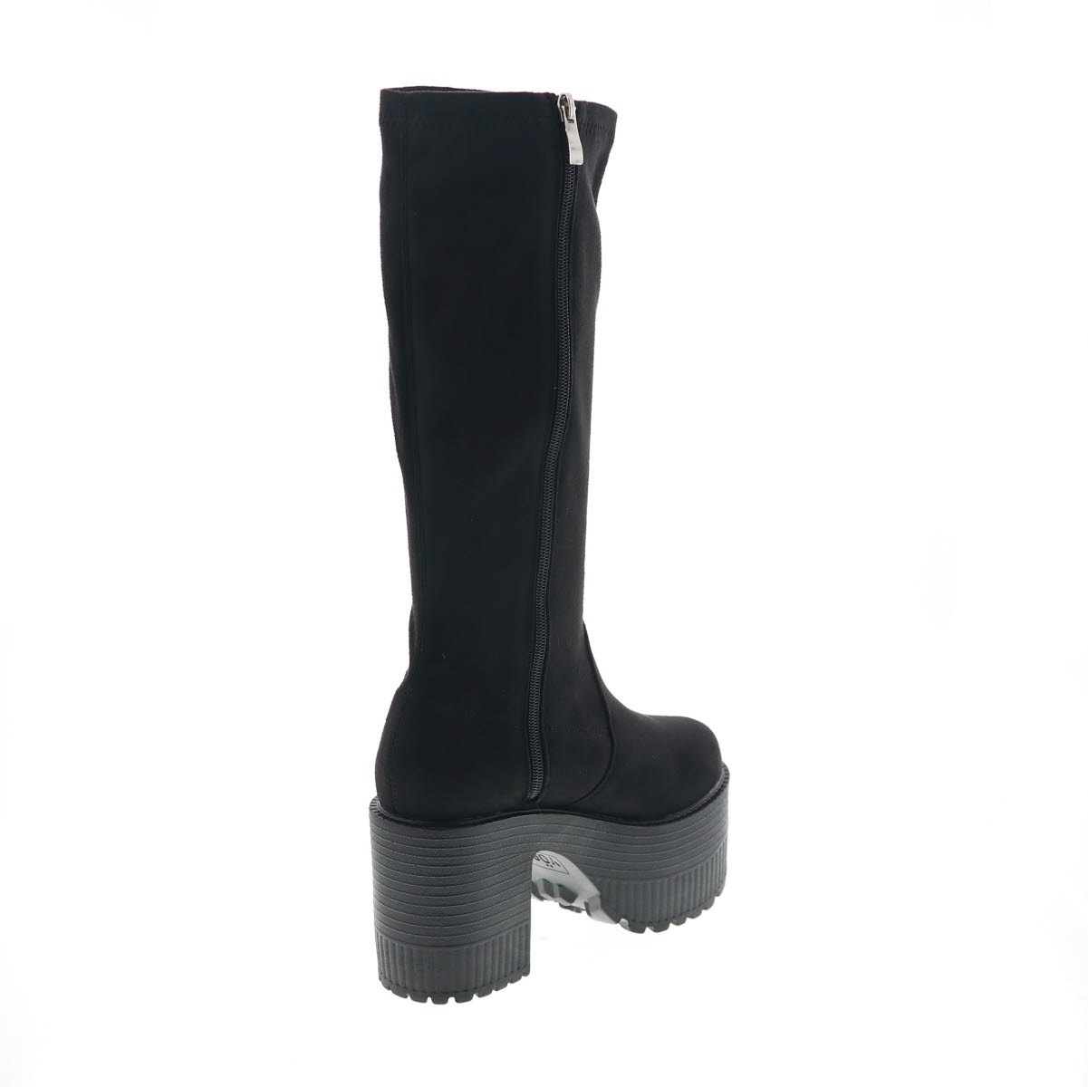 YOSUKE U.S.A ヨースケ 2605017 レディース 厚底 ロングブーツ ジップ付き ロングブーツ チャンキーヒール BLS ブラックシルキー 9.5cmヒール 3E幅