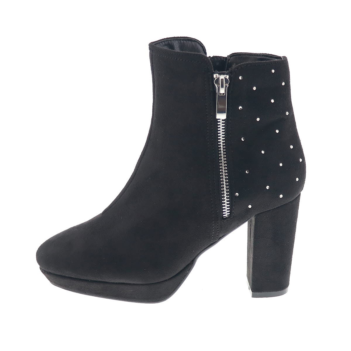 レディース ブーツ 厚底ブーツ 美脚 足長効果 ヒール8.5cm ラインストーン サイドジップ オリジナル ルージュ クチュール RC 79648 ブラックスエード