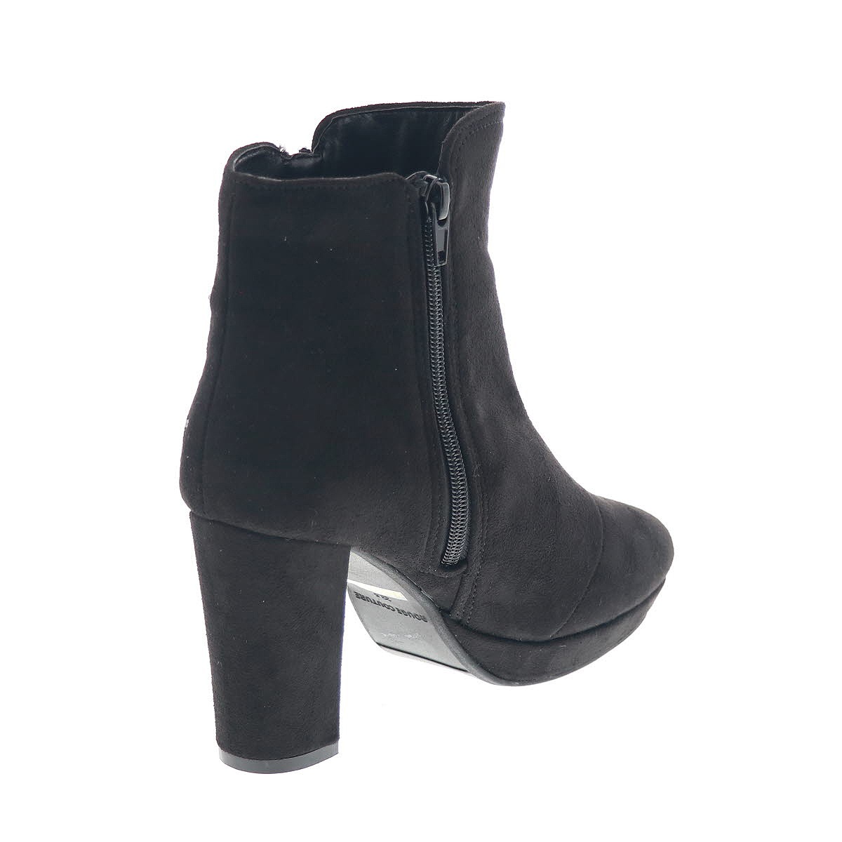 レディース ブーツ 厚底ブーツ 美脚 足長効果 ヒール8.5cm ラインストーン サイドジップ オリジナル ルージュ クチュール RC 79648 ブラックスエード