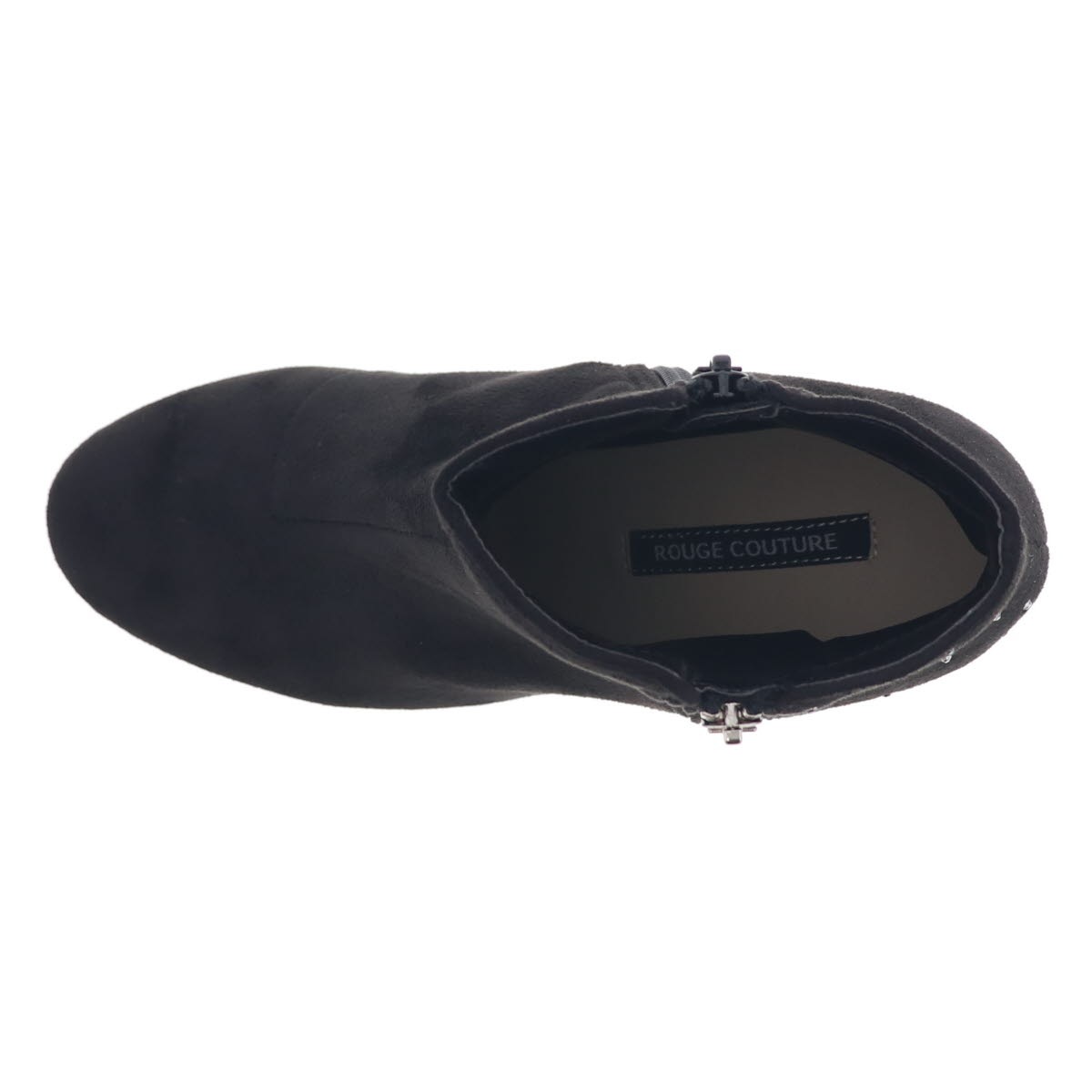 レディース ブーツ 厚底ブーツ 美脚 足長効果 ヒール8.5cm ラインストーン サイドジップ オリジナル ルージュ クチュール RC 79648 ブラックスエード