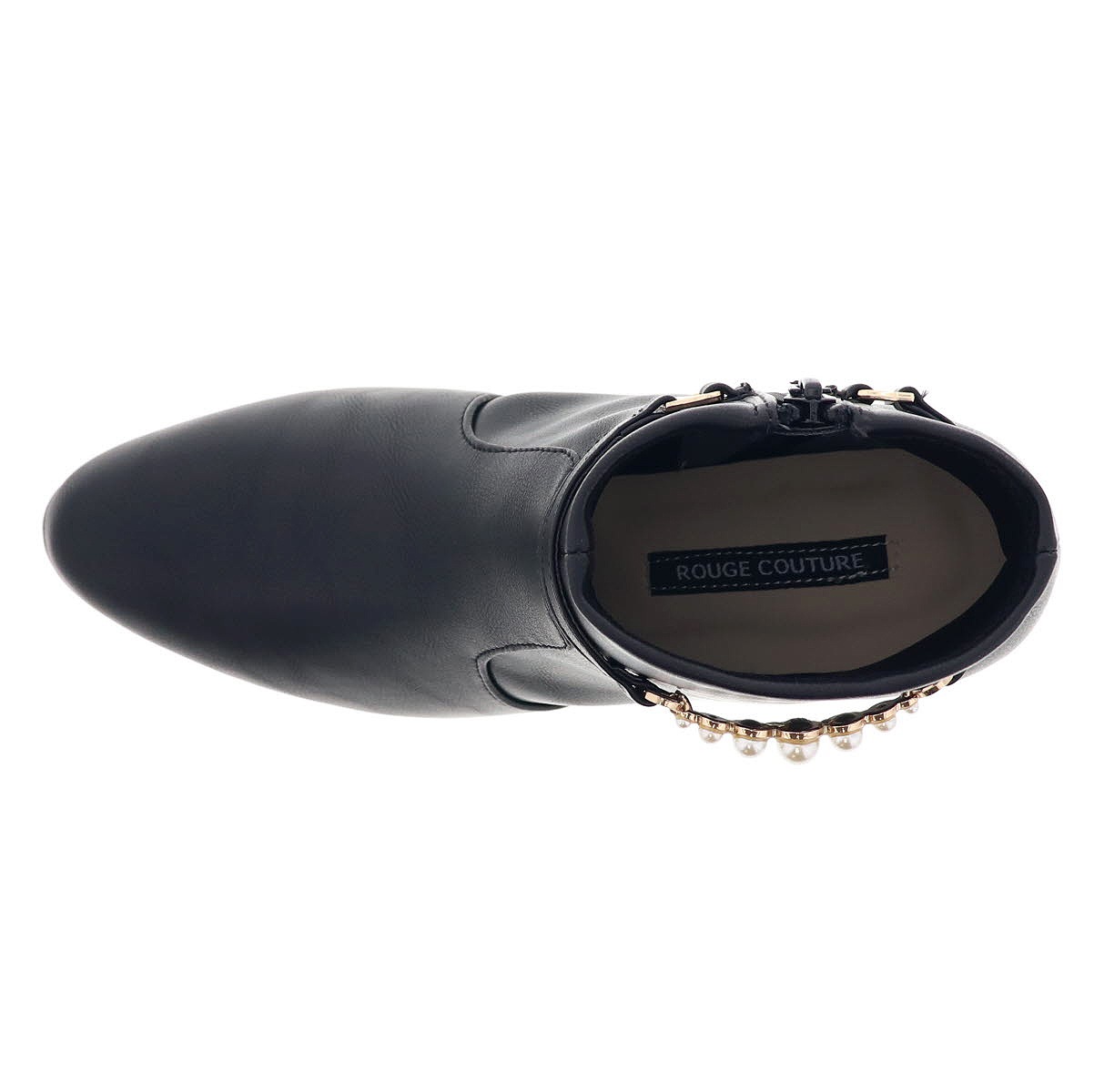 レディース ブーツ パール ベルト付き サイドジップ 抗菌防臭 インソール オリジナル ルージュ クチュール RC 79649 ブラック