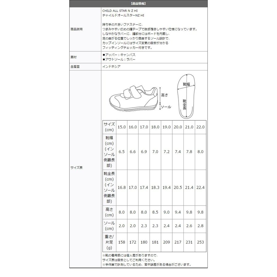 CONVERSE コンバース ALL STAR オールスター キッズ スニーカー CH ASNZ HI