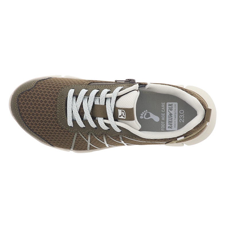 ASICS ラクウォーク × ライザップ RIZAP レディース ウォーキングシューズ トレーニング 運動靴 ジップ付き RL-9214 幅広4E 軽量 069 カーキ