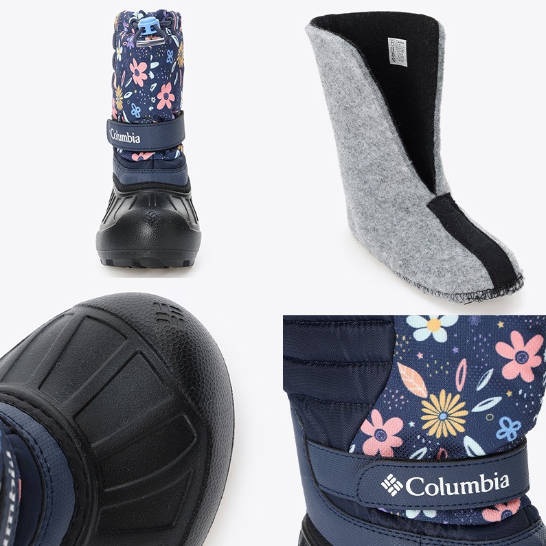 Columbia コロンビア キッズ ブーツ チルドレンズ パウダーバグ スノーライト BC2106 466 防水 Nocturnal Wildflower Whimsy 花柄 ネイビー スノーブーツ