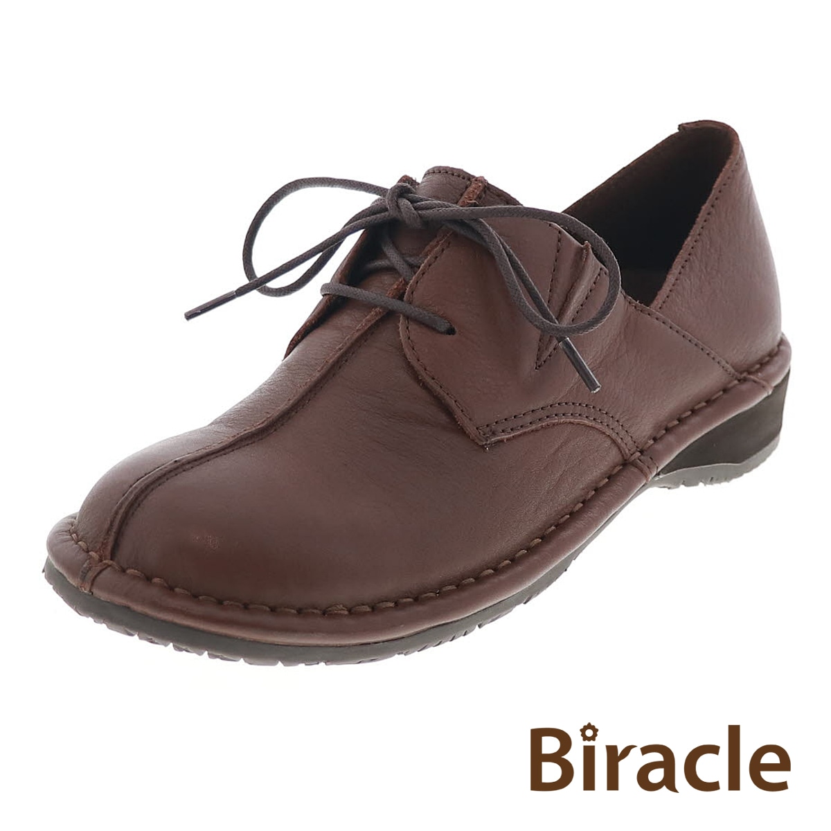 レディース カジュアル コンフォートシューズ 足に優しい 幅広3E 本革 レザーシューズ 婦人靴 オリジナル Biracle BRI3411CSM DBR ダークブラウン