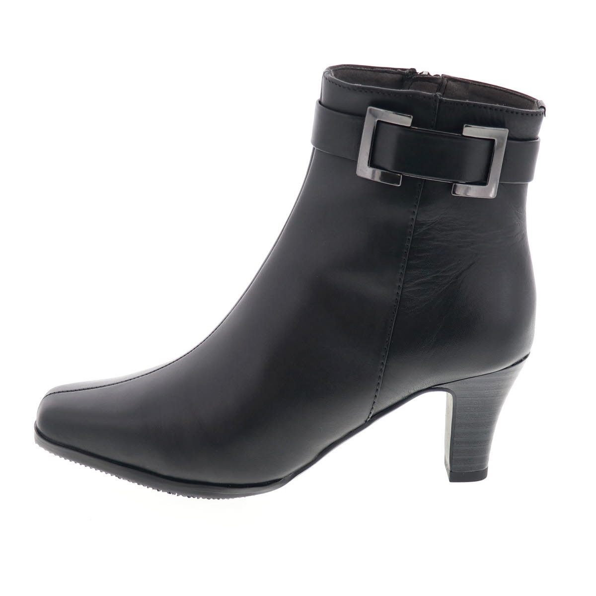 ユキコ キミジマ レディース ブーツ レザー ショートブーツ バックル 109-5665 Yukiko Kimijima 6.5cmヒール 本革 幅広め3E ブラック 黒 22.5cm～24.5cm 