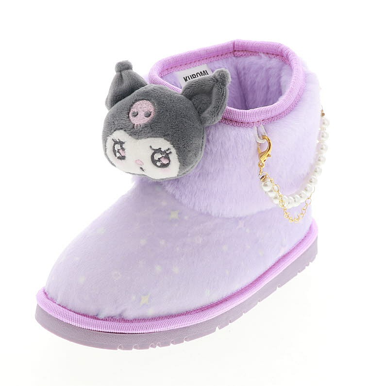 Sanrio サンリオ クロミ キッズ ブーツ ムートン調 H81245 ふわふわ ファー パールアクセサリー パープル 紫
