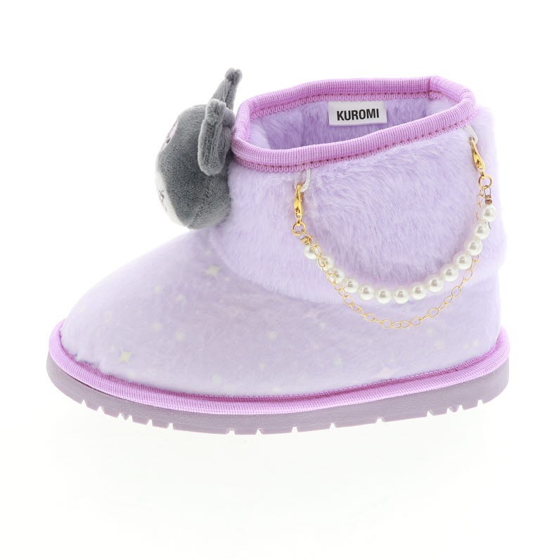 Sanrio サンリオ クロミ キッズ ブーツ ムートン調 H81245 ふわふわ ファー パールアクセサリー パープル 紫