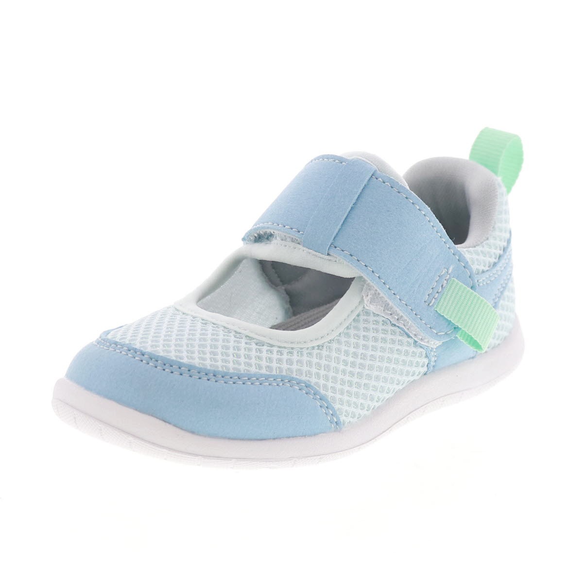 オサンポ キッズ ベビーシューズ メッシュシューズ 抗菌防臭 足にやさしい こども靴 上履き ベルクロベルト OSP-122 サックス/ブラック