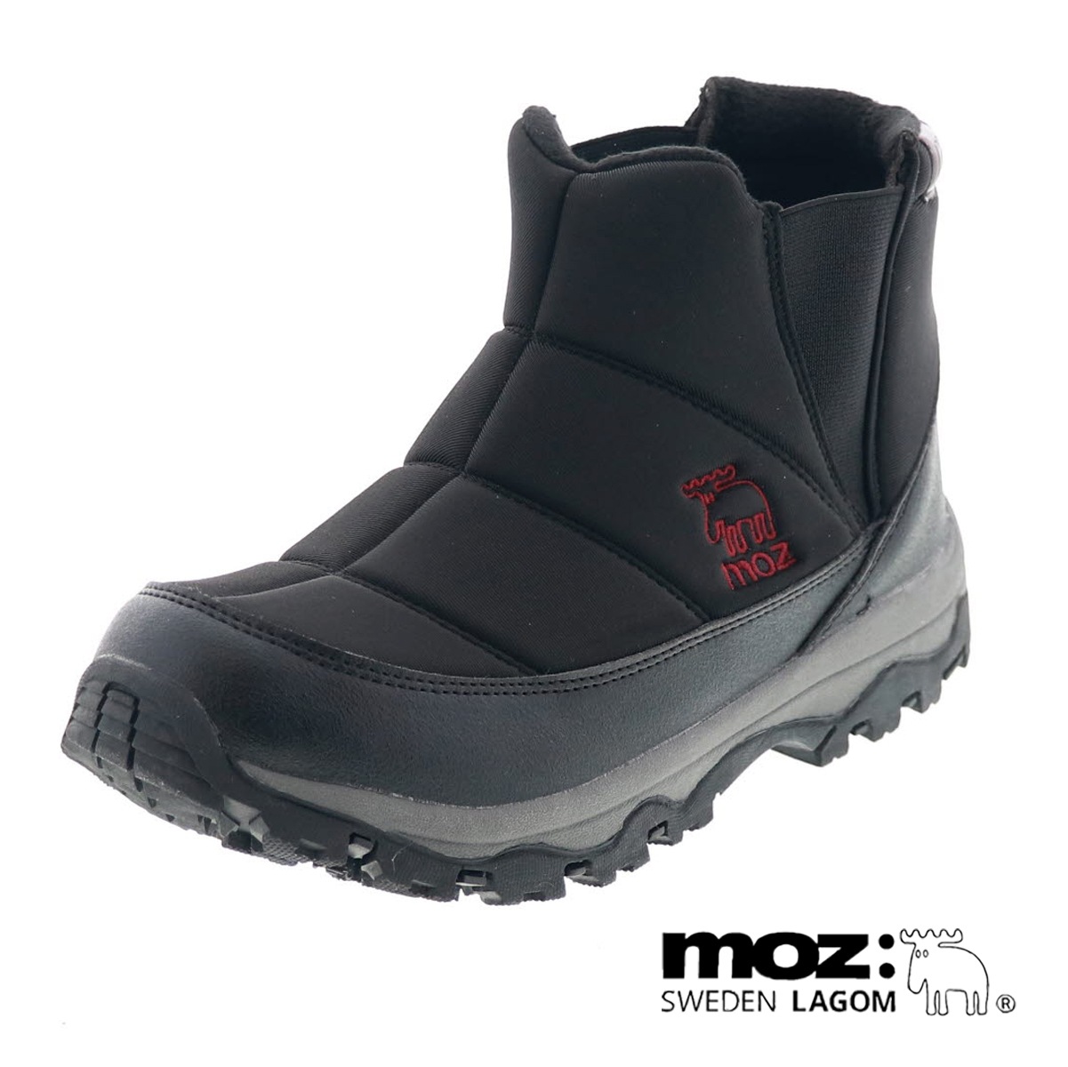 モズ 靴 MOZ 3671 メンズ サイドゴア ブーツ 防水シューズ スノーシューズ 履きやすい ショートブーツ 滑りにくい 防滑ソール ブラック 黒