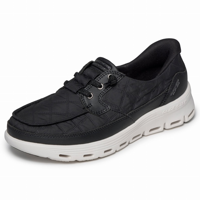 SKECHERS スケッチャーズ スリップインズ グライドステップ セリーン - コージーフィット ニューポート レディース スニーカー 139005 BKW ブラック/ホワイト　