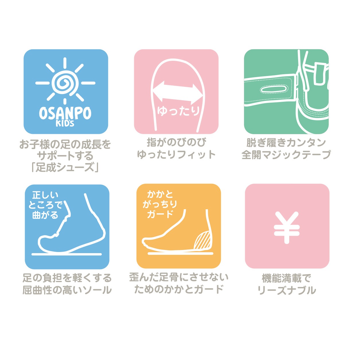 オサンポ キッズ ベビーシューズ ファーストシューズ 抗菌防臭 足にやさしい 履きやすい 歩きやすい 2本ベルト オリジナル OSP-122 出産祝い ギフト