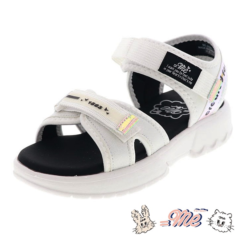 イコールミー ＝me ガールズサンダル キッズ ジュニア かわいい 厚底 スポサン 夏サンダル ベルクロベルト ME-3757 WHITE ホワイト