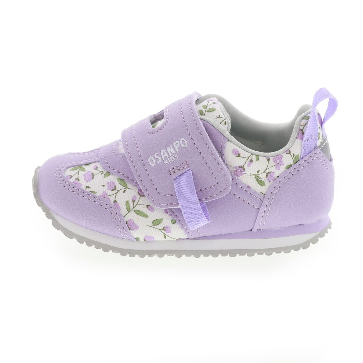 オサンポ キッズ スニーカー 子供靴 オリジナル 足に優しい靴 OSANPO 幅広3E マジックテープ オサンポ115 14.0〜19.0cm ラベンダー 花柄 ハーフサイズ有