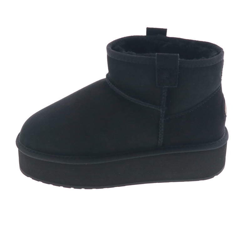 EMU Australia エミュ オーストラリア Foy Flatform Micro W13073 レディース ムートンブーツ 厚底 撥水 シープスキン BLACK ブラック 黒