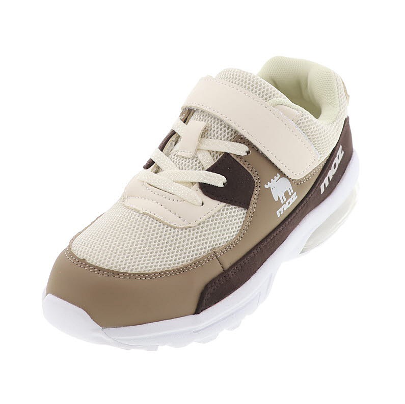 モズ MOZ 181590 キッズ スニーカー ジュニアシューズ 子供靴 運動靴 女の子 男の子 履きやすい ゴム紐 ベルト ベージュ/グレー/ブラック