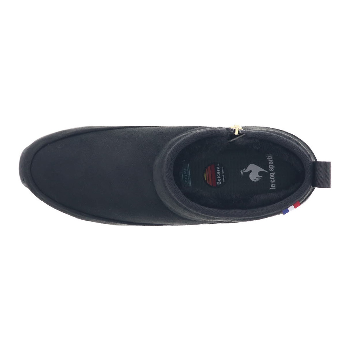 ルコック スポルティフ レディースブーツ LCS ムート LU5FBT91LZ ブラック/ゴールド BKGD ジップ付き 防水 ショートブーツ 軽量 防滑 蓄熱 消臭