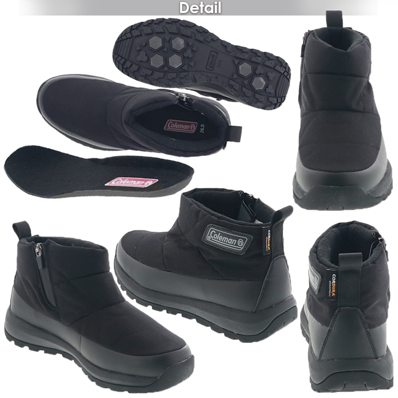Coleman コールマン ブーツ メンズブーツ ショートブーツ ジップアップ ダウンブーツ 防水ブーツ 透湿 雪道 防滑ソール グレー / ブラック