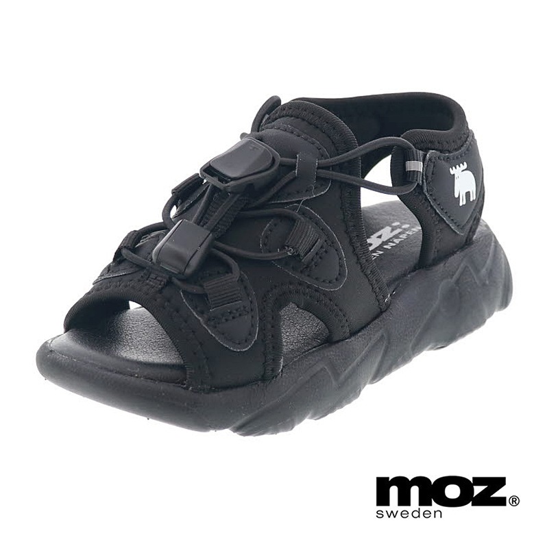 moz モズ キッズ サンダル スポーツサンダル スポサン 履きやすい 子供靴 ゴム紐 MOZ 2203083 BL ブラック 黒 16.0cm～19.0cm