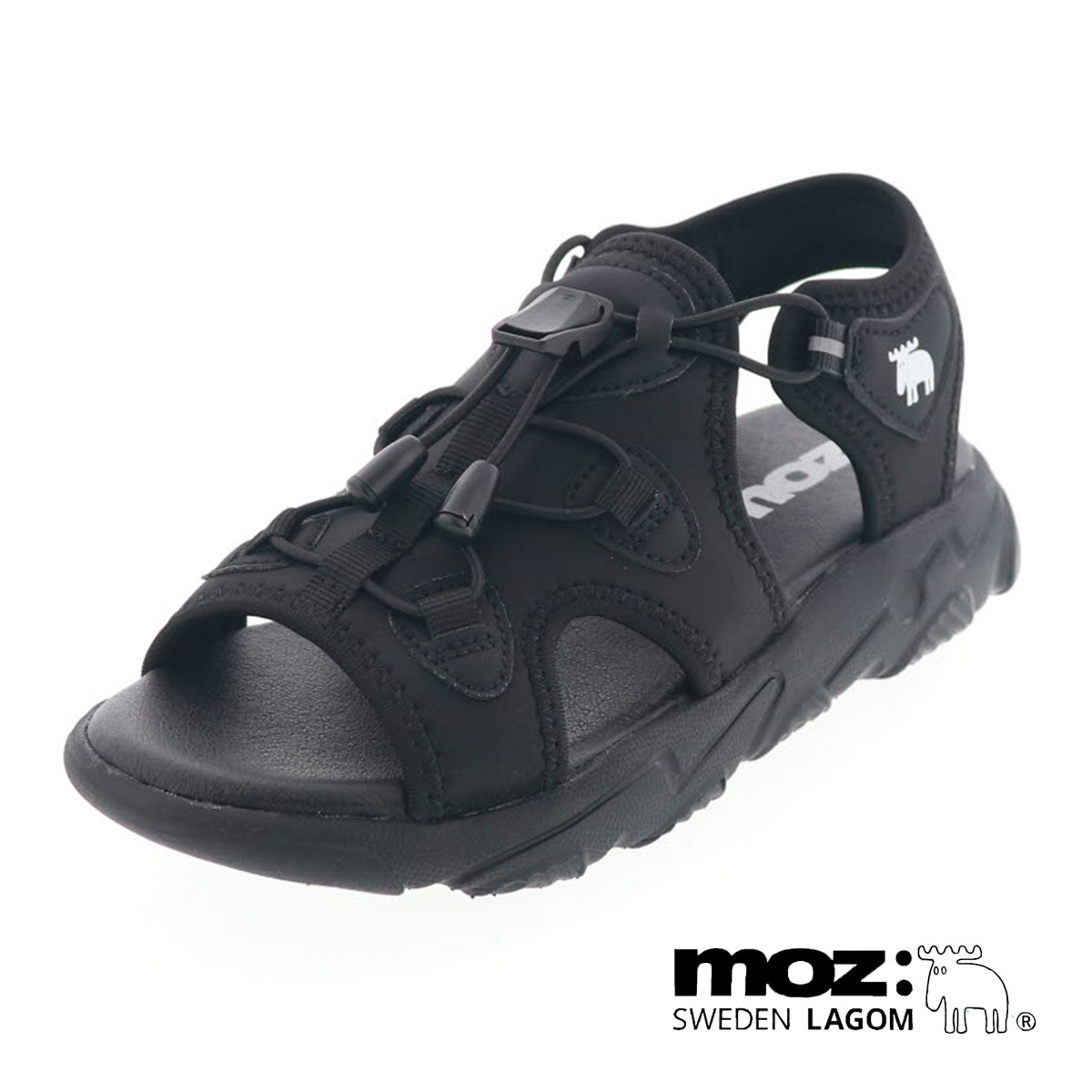 moz モズ キッズ サンダル ジュニアシューズ スポーツサンダル スポサン 履きやすい 子供靴 MOZ 2203083 BL ブラック 黒 20cm～23cm