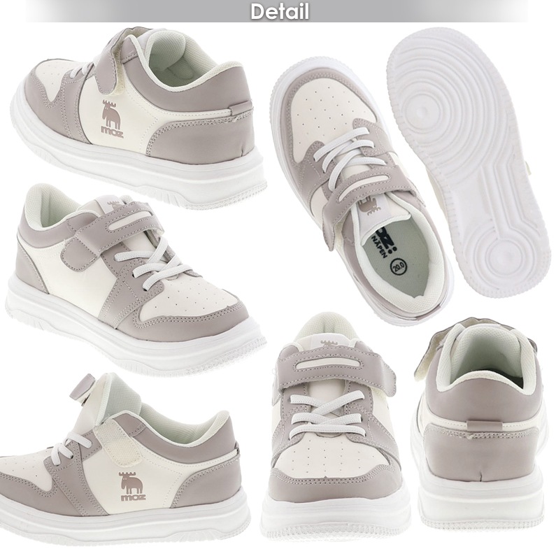 モズ MOZ 25101 キッズスニーカー ジュニアシューズ 子供靴 運動靴 履きやすい 軽い ベルクロベルト ゴム紐  オーク/グリーン/ブルー