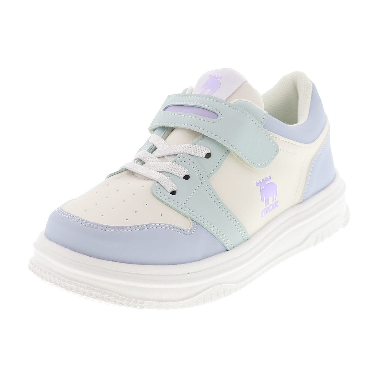 モズ MOZ 25101 キッズスニーカー ジュニアシューズ 子供靴 運動靴 履きやすい 軽い ベルクロベルト ゴム紐  オーク/グリーン/ブルー