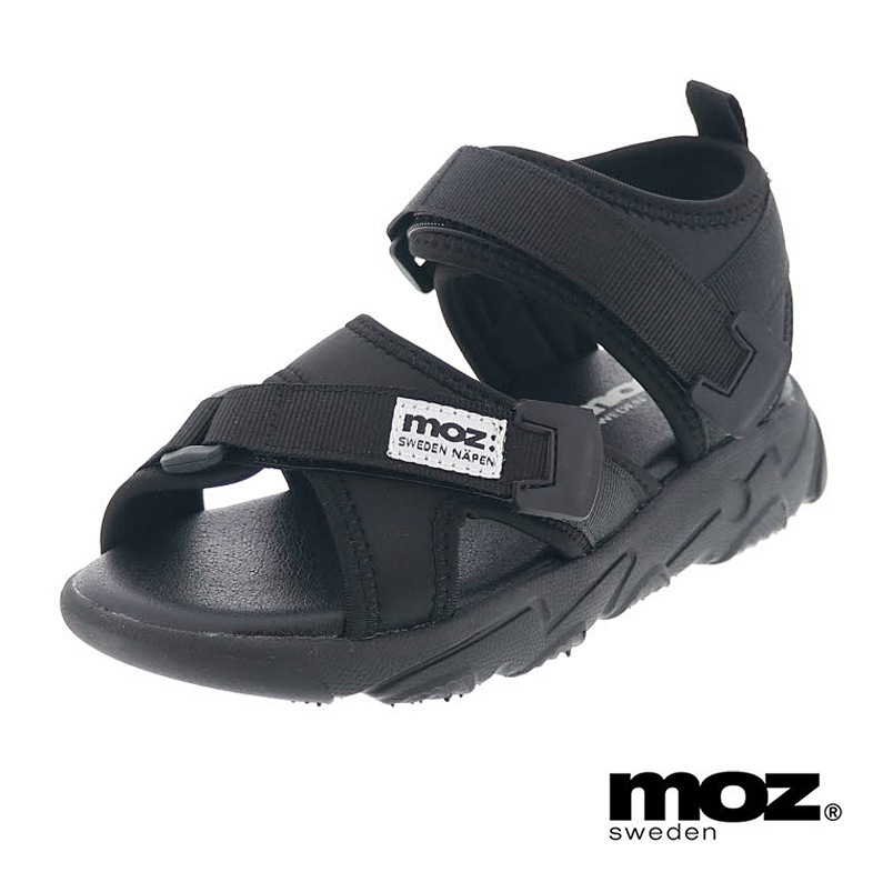 moz モズ キッズ サンダル ジュニアシューズ スポーツサンダル 履きやすい ベルクロベルト MOZ 25104 BL ブラック 黒 20cm～23cm