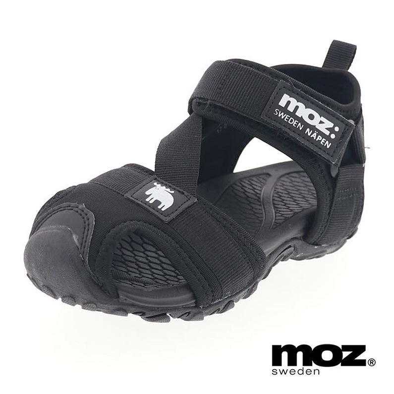 moz モズ キッズ サンダル ジュニアシューズ スポーツサンダル 履きやすい ベルクロベルト MOZ 25105 BL ブラック 黒 20cm～23cm