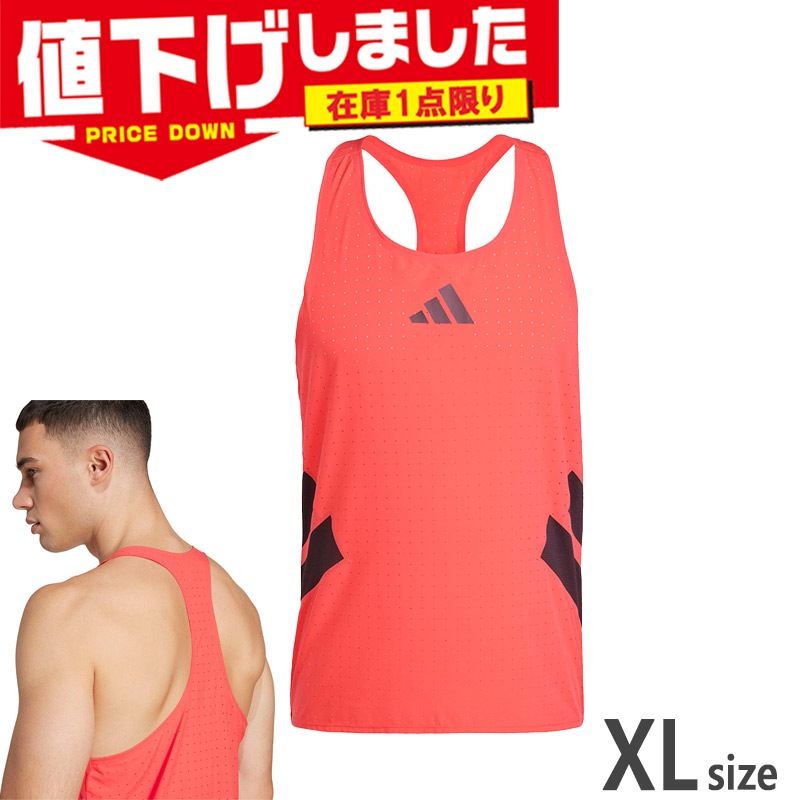 【新品Sサイズ】adidasランニング　シングレット アディダス アディゼロ ランニング シングレット - レッド