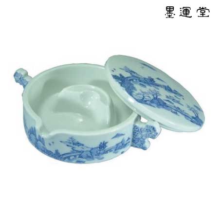 陶器　墨池　山水