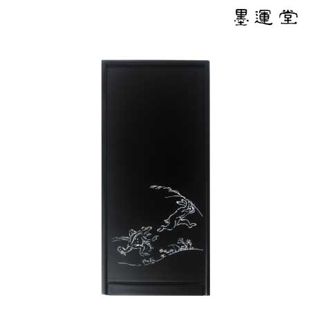 あかしや　ARK-08SC　硯箱　越前塗　黒（小）［鳥獣戯画］　　W90×D200×H30mm