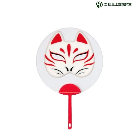 透明フェイスうちわ　白狐