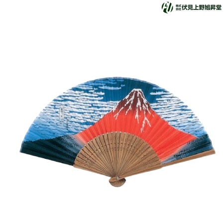 和柄扇子　北斎赤富士