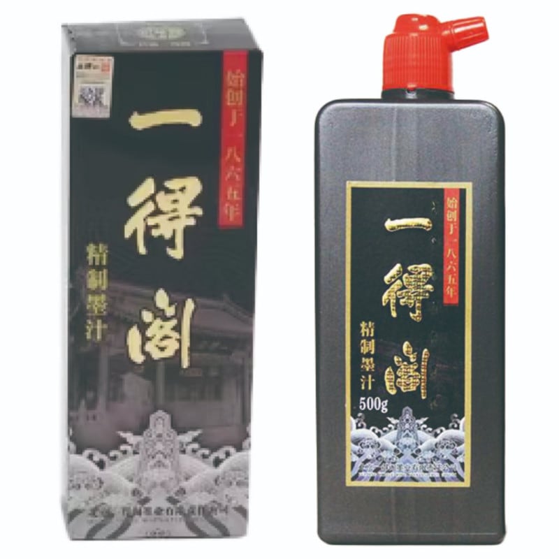 一得閣　　精製墨汁＜油煙墨＞500g
