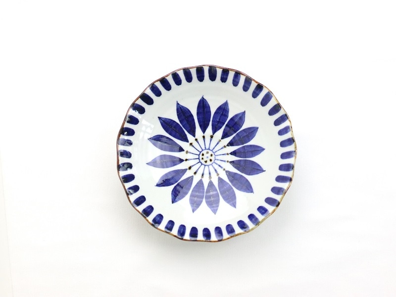 波佐見焼 波プレートM ブルーフラワー