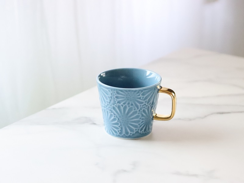 波佐見焼 マリーゴールド マグカップ ＋Gold ブルーグレー