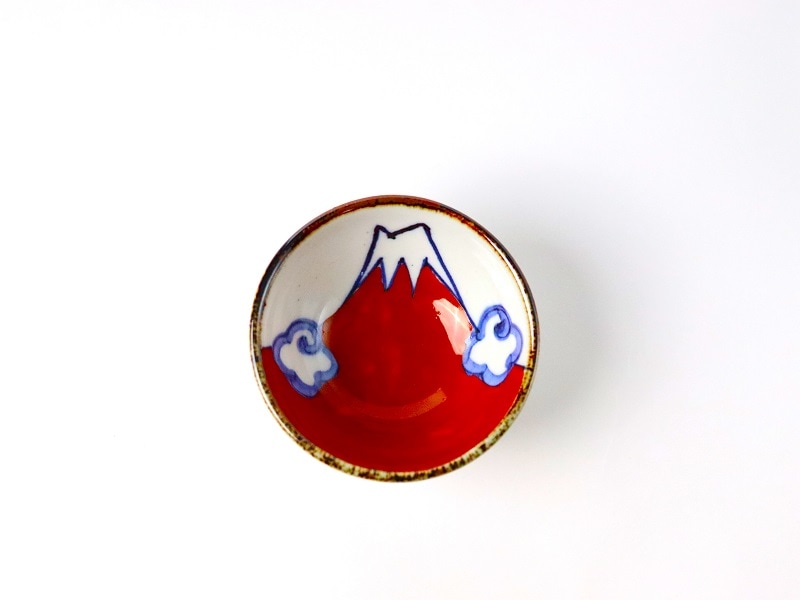 波佐見焼 富士山 ぐいのみ 赤