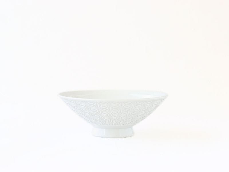 麻彫り 平茶碗 白