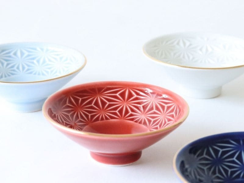 麻彫り 平盃 金紅