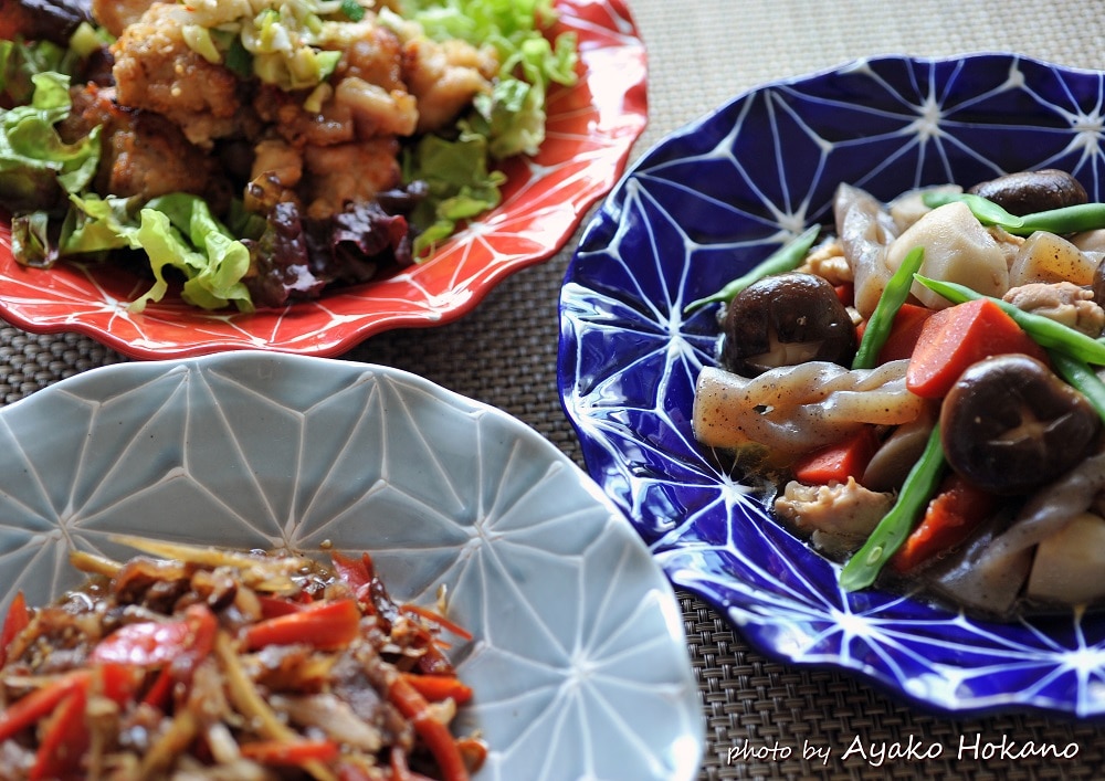 波佐見焼 ホワイトライン麻 波プレート L 瑠璃