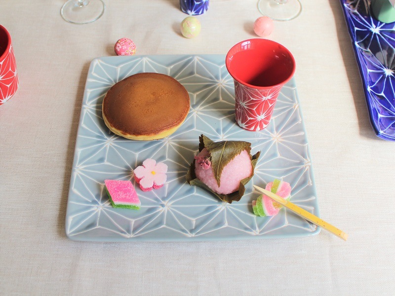 波佐見焼 ホワイトライン麻 スクエアプレートM グレー