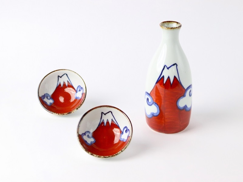 波佐見焼 富士山 ぐいのみ 赤